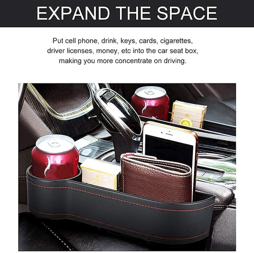 Car Seat Gap Filler, 2 Pack Multifunctional Car Seat Organizer with Cup Holder, - Picture 2 of 8