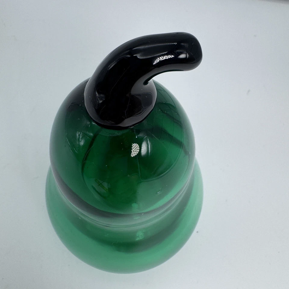 Hand Blown Green Glass Pear Home Decor Figurine Signed Williams 5” - Image 2 of 4