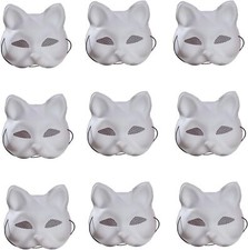 Máscaras para gatos Máscaras de zorro Máscaras Therian, 9 piezas Máscaras de papel blanco Máscaras faciales en blanco