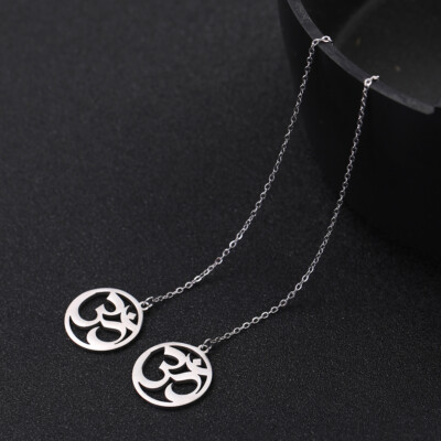 Vintage Drop Earrings Buddhism Hindu Yoga Om for Women Amulet Mandala Jewelry