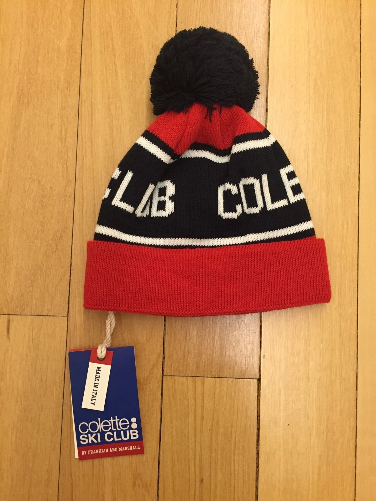 2013 COLETTE SKI CLUB CHAPEAU EN TRICOT X FRANKLIN AND MARSHALL NEUF AVEC ÉTIQUETTES bonnet d'hiver suprême