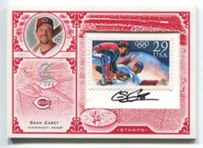 2005 LEAF CENTURY STAMP OLYMPIC AUTO #46 SEAN CASEY REDS 5/21