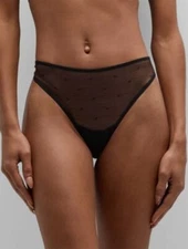 Else Women's Black Kate Wavy Lace Thong Panty Size Large