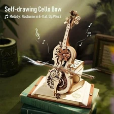 ROBOTIME 3D Wooden Puzzle Magic Cello Model Kit DIY Mechanical Music Box Gifts