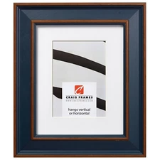 Craig Frames 2" Wide Country Estate Blue Hardwood Picture Frame With Single Mat