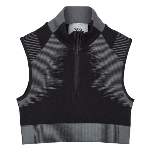 Women's Adidas Y-3 Black Grey Engineered Knit Crop Top HY5875 New $120 - Picture 4 of 7