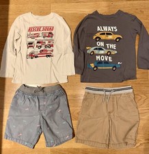 4 Bundle Carter  s  OshKosh, Kids Boys 5T Long Sleeve Shirts  4T Short Pants