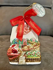 Rare Vtg Waterford Blown Glass Christmas Ornament Over the Rooftop NWT Poland