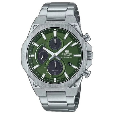 Casio Edifice EFS-S570D-3A Solar Chronograph Green Dial 44mm Neu Herrenuhr