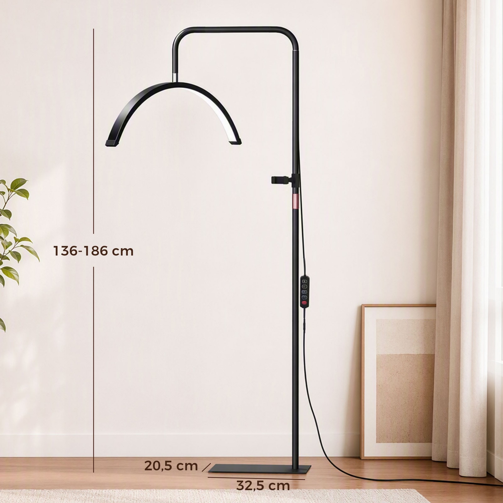 Lampada Da Terra Led A Mezzaluna Rotante 350°, Lampada Da Salotto Dimmerabile 36 foto 3