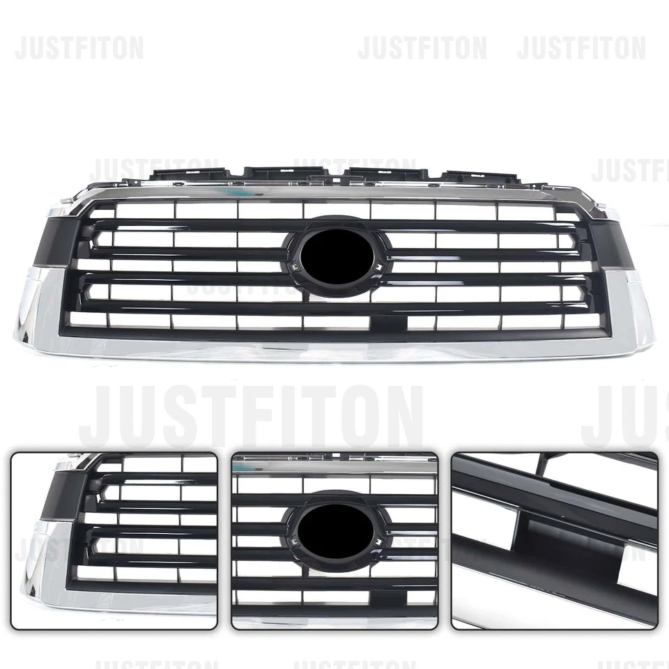 Para Toyota Sequoia Platinum TRD 2018-2022 Sport cromo + parrilla de parachoques delantero negra Foto 3 de 4