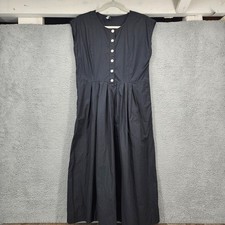 Madewell Womens Size XS Black Cotton Button Front Pleated Midi Dress