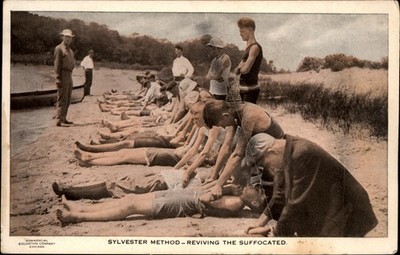 Sylvester Silvester Method Reviving the Suffocated CPR lifesaving postcard b603