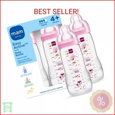 MAM Easy Active Baby Bottle 2 Pack, 11oz, BPA Free, Fast Flow Silicone Nipple, A