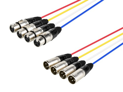 #ad Monoprice 4 Channel XLR Male to XLR Female Snake Cable Cord 3ft Black Silver $15.72