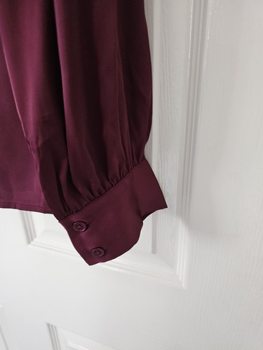 Hobbs Mirabel Satin Shirt Size 12 Burgundy Long Sleeves New With Tags RRP £69 - Picture 8 of 10