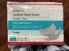 Cardinal Health Quilted Adult Briefs Wings Heavy Absorbency 12 Counts Medium
