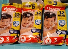 Diapers Huggies Size 4 22-37 Ibs 3pk, 9tot New Vintage Unisex