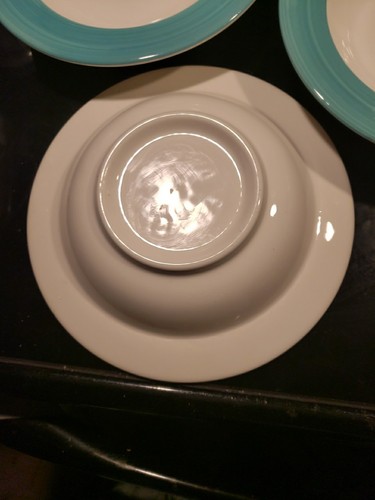 LOT of 3 Turquoise Aqua Blue Ceramic Cereal 8" Bowls Made In Italy New - Picture 2 of 2