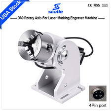 D80 Rotary Axis For Laser Marking Engraver Machine Rotation Fixture Tool 4Pin