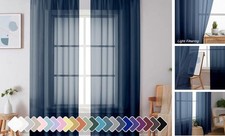 Sheer Curtains 90 Inches Long 2 Panels, 42"W x 90"L Pack of 2 Navy Blue