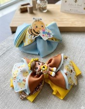 Set of 2 Cute Handmade Hair Bows for Girls Bee Theme