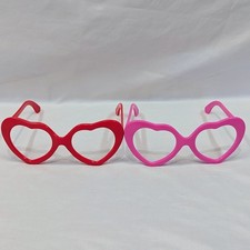Pink Heart Shaped Glasses Frames Novelty Costume Eyewear Clear Lens Retro Kitsch