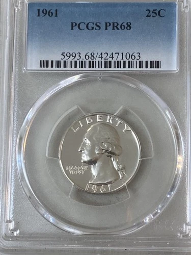 1961 Proof Washington Quarter 90% Silver  PCGS PR68