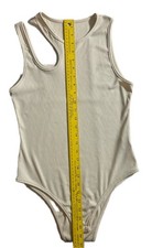 Beige Ribbed Cut Out Strap Bodysuit Womens Read Description