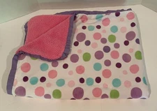 Carter's Multicolor Dot Pink Polyester Sherpa Blanket - 37X29 inches