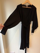 ASOS Black Autumn Winter Cosy Balloon Sleeve Knitted Midi Jumper Wrap Dress 10