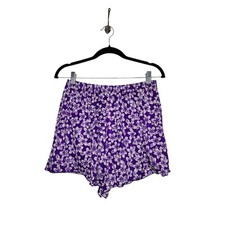 NWT Vintage Lands End Shorts Bathing Suit Purple Floral Hibiscus Hawaiian