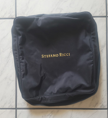 Stefano Ricci Black Zip Travel Organizer Pouch with Gold Logo & Zipper Pull
