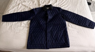Aimé Leon Dore Navy Quilted Diamond Pattern Mid-Length Jacket XS Men