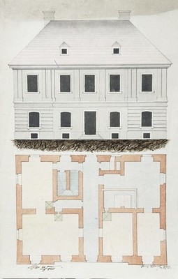 Architektur Zeichnung architectural drawing Villa Federzeichnung Urbanek 1846