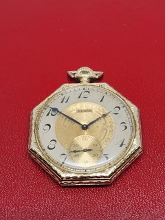 Antico orologio da tasca 1924 Elgin oro massiccio 14 carati grado 315 modello 3 12s 15J FUNZIONANTE