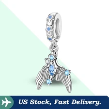 KUNSIR 925 Sterling Silver Mermaid Tail Pendant Charm For Bracelet or Necklace