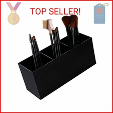 Weiai Black Makeup Brush Holder Organizer, 3 Slot Acrylic Cosmetics Brushes Stor