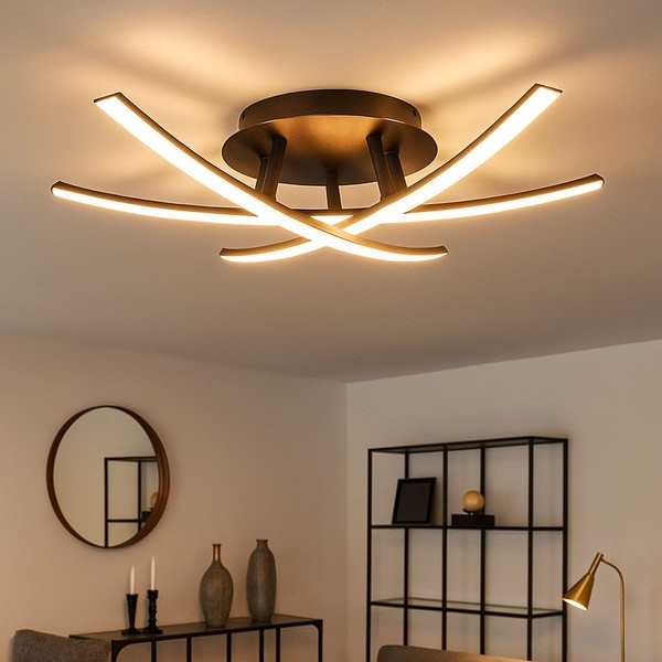 Deckenlampe Deckenleuchte Schlafzimmerleuchte Schwarz KüChenlampe Led L 46 Cm-image