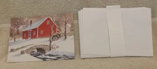 10 Pc Paper Magic Group RED BARN Christmas Cards & 11 Envelopes 6x4 - NEW