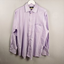 CHAPS Shirt Mens 17" 34/35 Purple Cotton Formal Work Long Sleeve XL Stretch