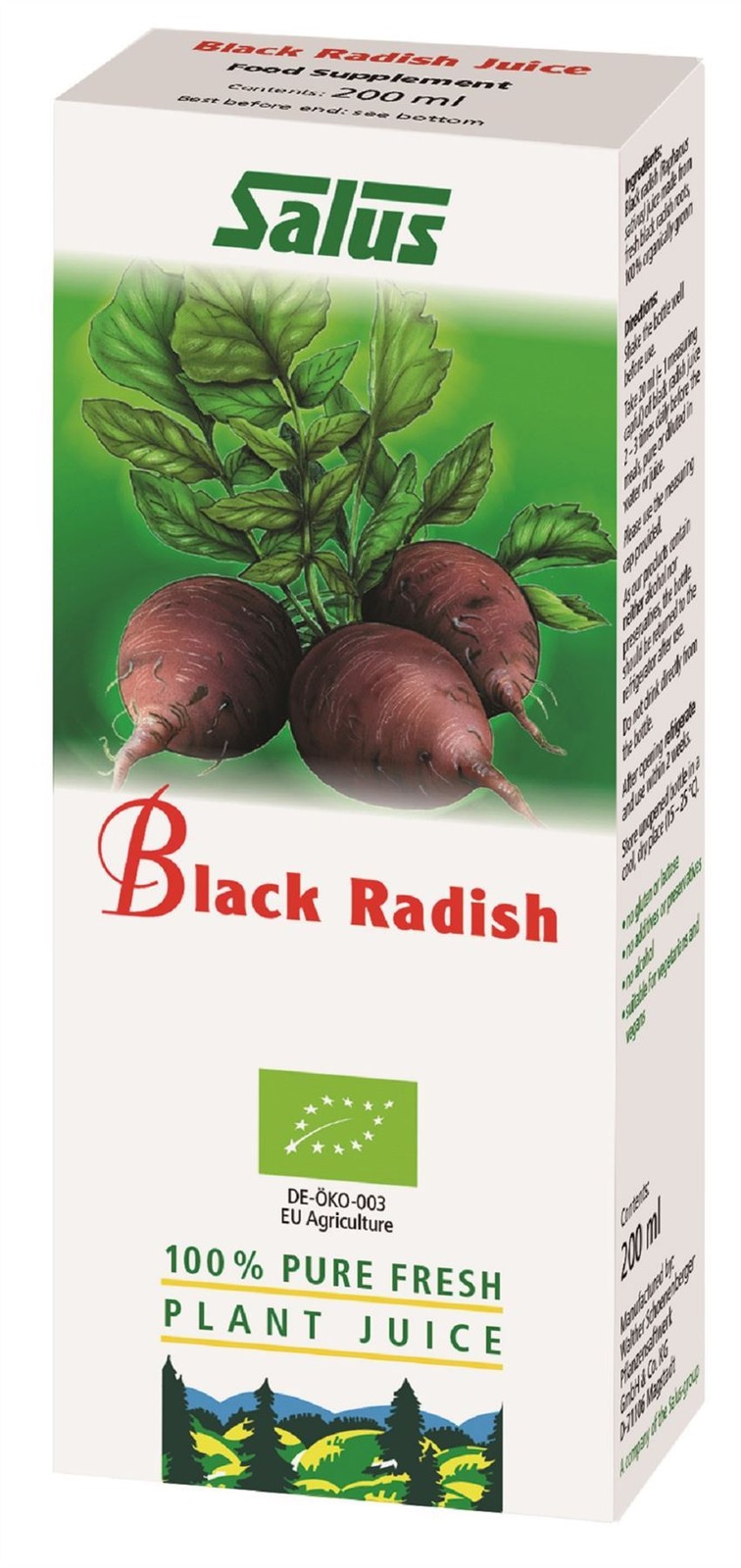 Salus Black Radish Organic Fresh Plant Juice 200ml - 2 Pack