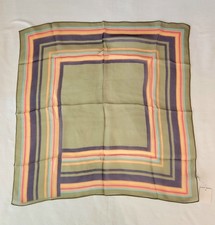 Vintage Scarf Silk Japanese Green Striped Square