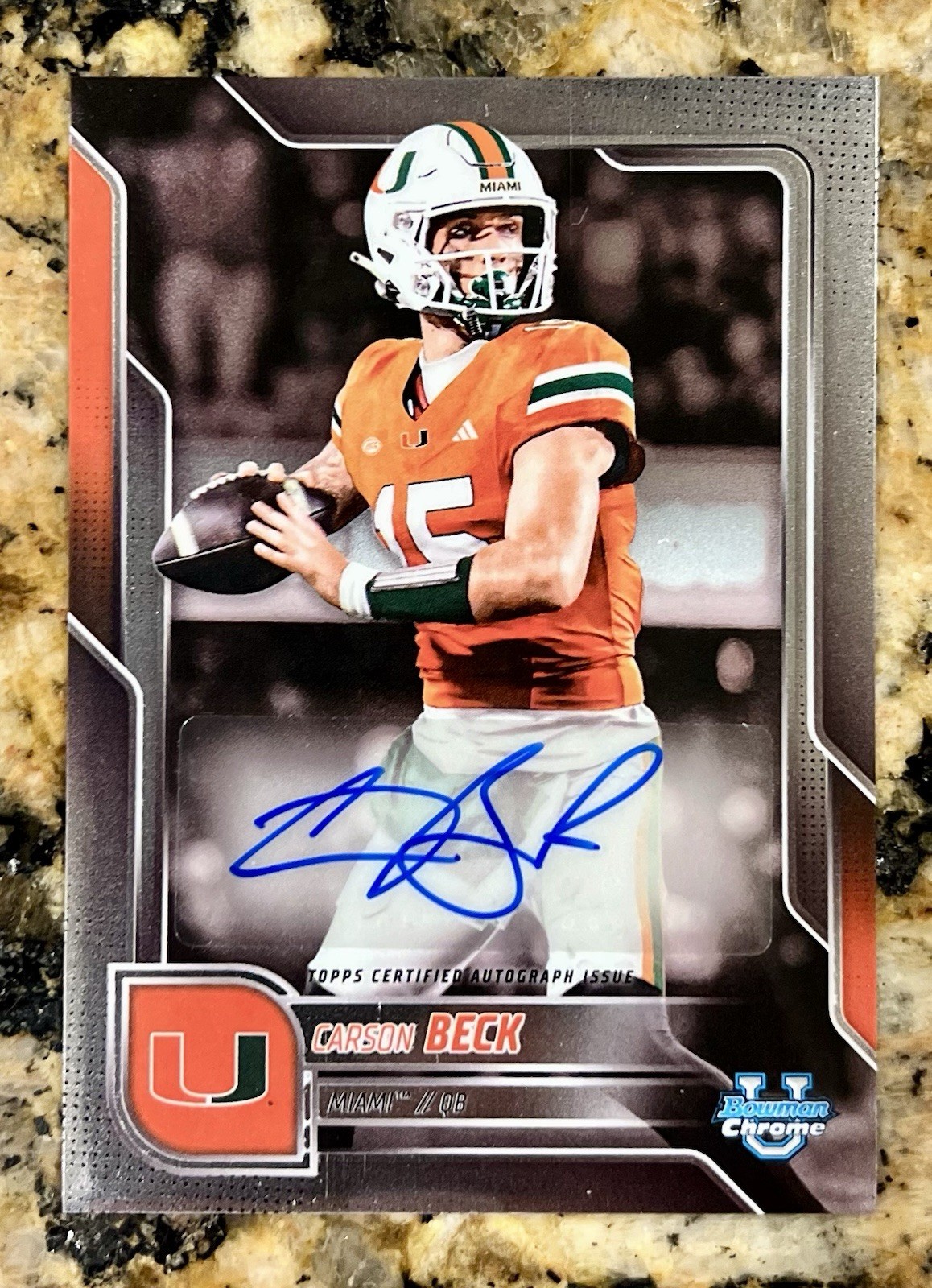 2025 Bowman U Chrome CARSON BECK Prospect Auto #BCA-CBE - Miami Hurricanes