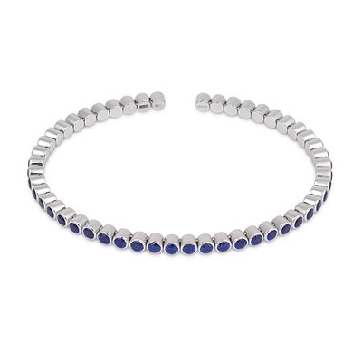 Lugano 3.00 carat sapphire 18k white gold bezel bangle