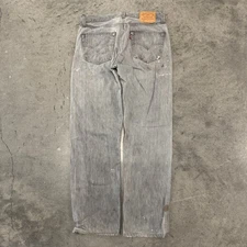 Vintage Y2K Levi's 501 Black Grey Faded Denim Work Jeans 34x36