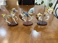 Vintage 1988 (LOT of 3) Franklin Mint American Beauty Treasury Carousel Horses