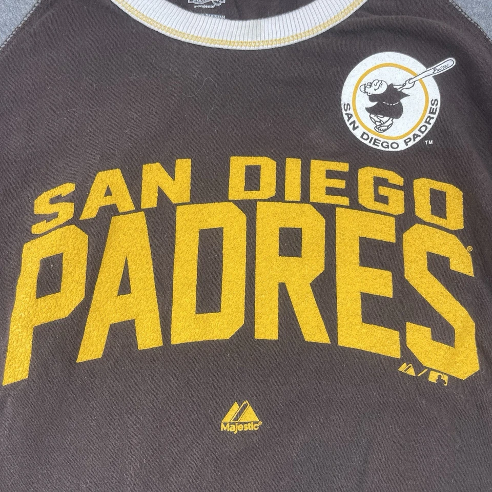 Majestic Cooperstown San Diego Padres MLB Camiseta Mujer Grande Marrón Amarillo  Foto 2 de 4