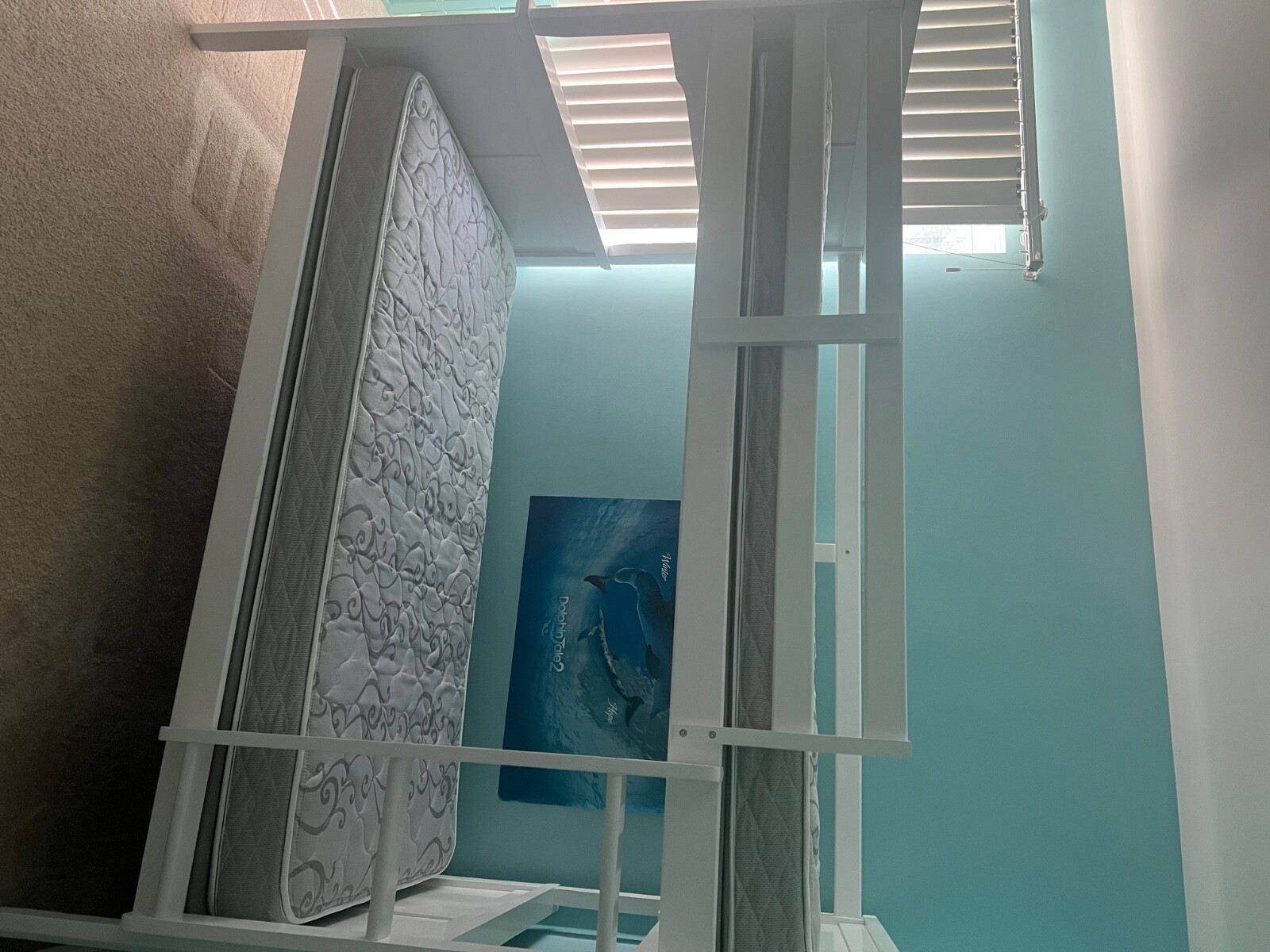 WHITE TWIN BED W/SERTA MATTRESS & bunkie board eBay