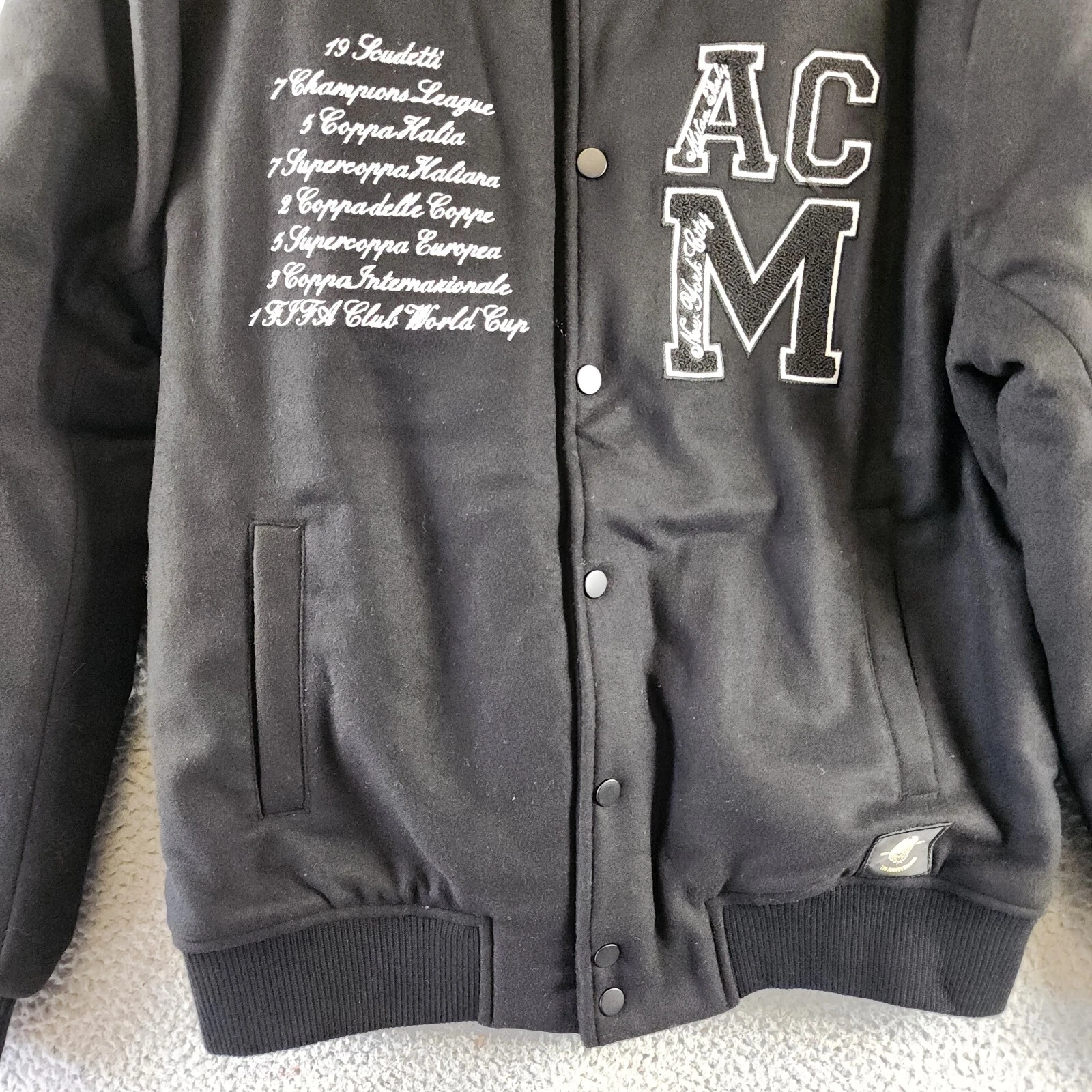 AC Milan Coach Jacket Men's M Black Full Front Button Closure With Side Pockets image 8